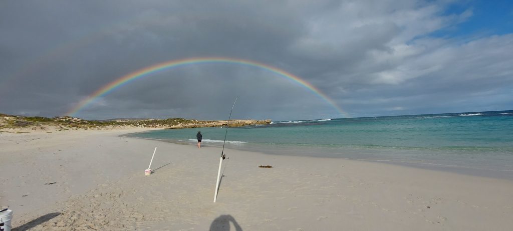 Photo of a rainbow over Hanson Bay on Kangaroo Island, South Australia