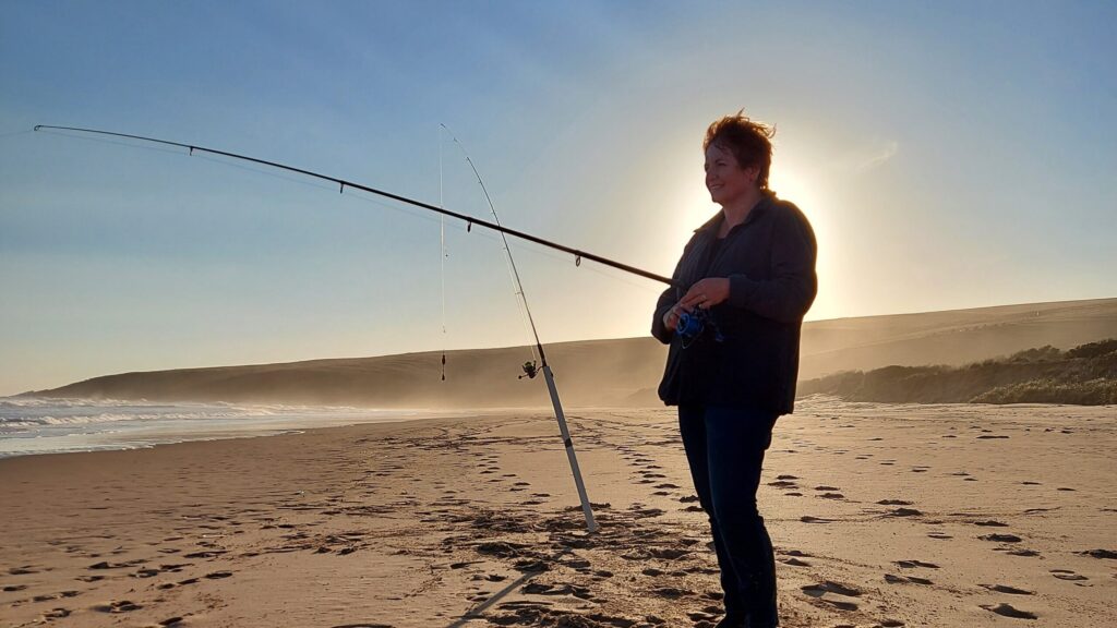 photo of fishing sister on Parsons Beach